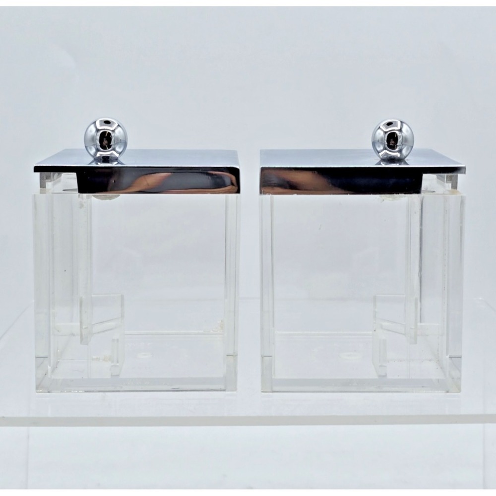 Vintage RARE - W.M. Bounds Lucite Square Sugar Containers - Very Nice